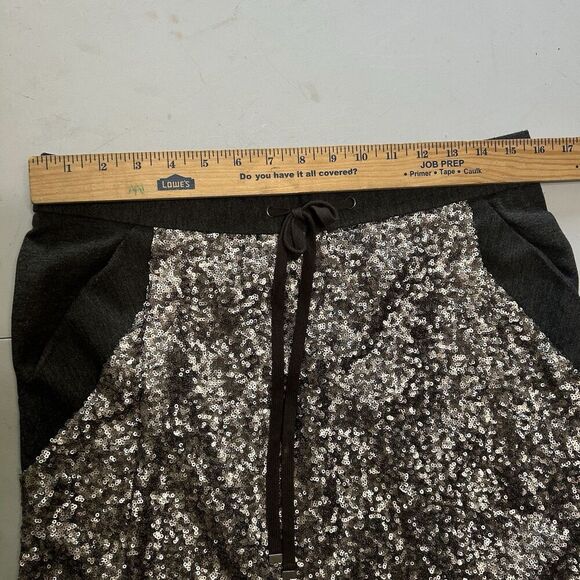 Ann Taylor Silver Sequins Mini Skirt Elastic Waist Charcoal Gray Size Small - Picture 7 of 11